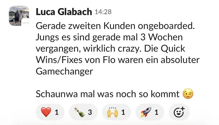 Slack: Luca Glabach, „Quick Wins von Flo waren ein absoluter Gamechanger“