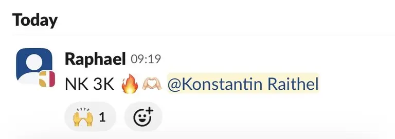 Slack: Raphael, „NK 3K“