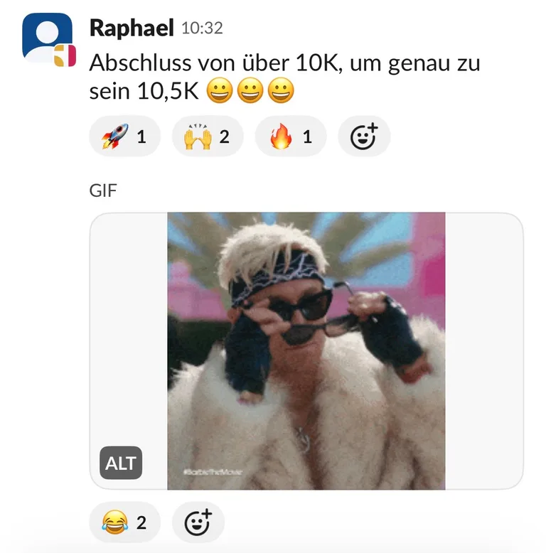 Slack: Raphael, „Abschluss von 10,5K“